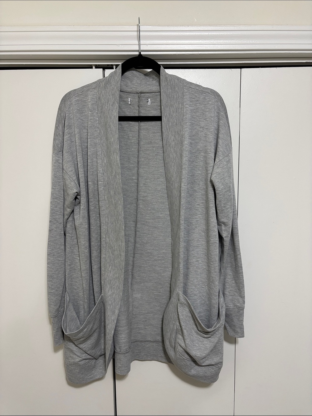 Light Gray Open-Front Women's Cardigan Sweater